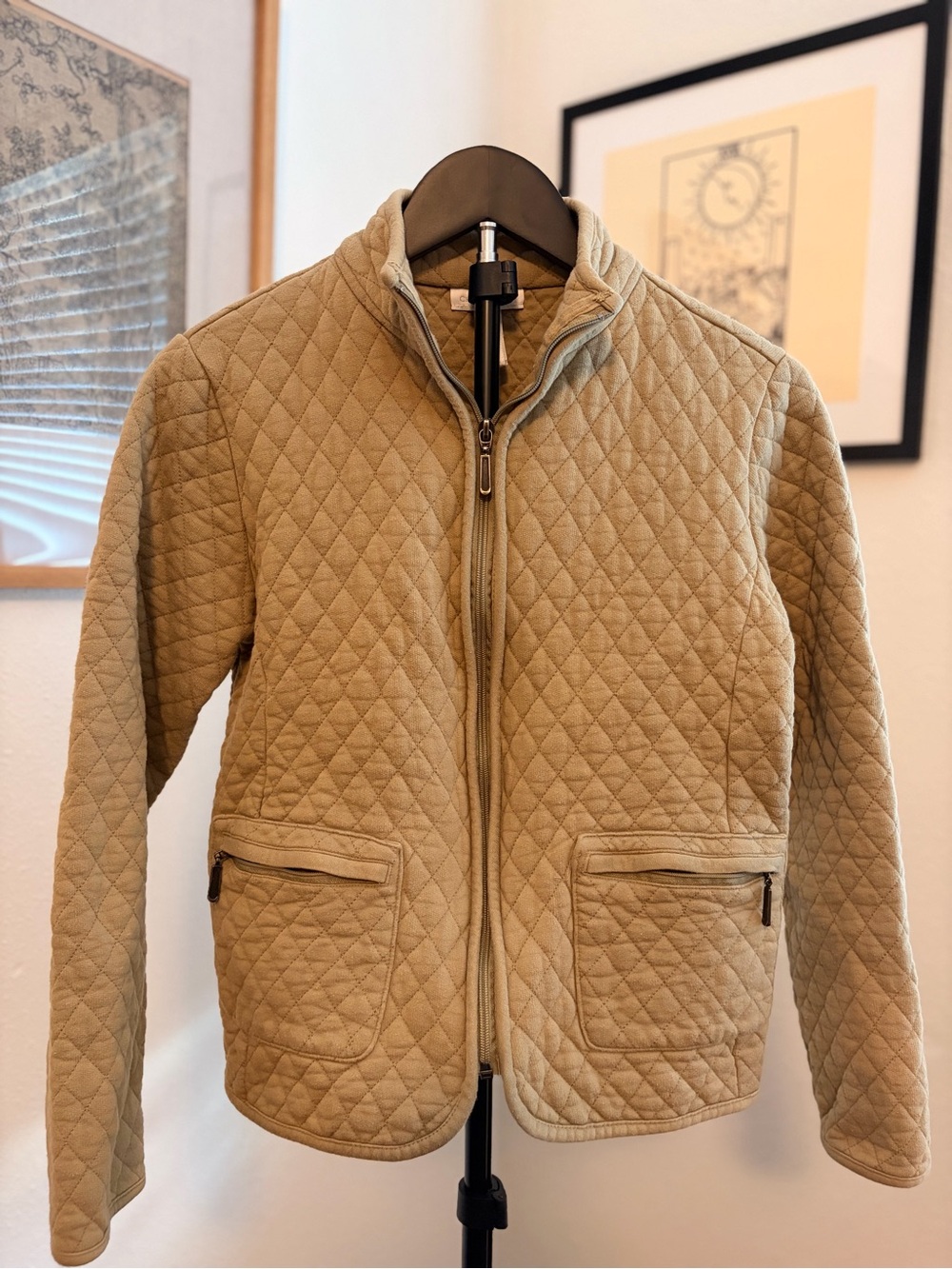 Beautiful Women's Quilted Zip-Front Jacket - Light Olive